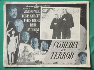 Vincent Price The Comedy Of Terrors Peter Lorre Spanish Mexican Lobby Card