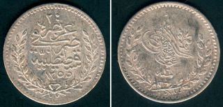 TURKEY OTTOMAN EMPIRE 20 Para 1255 Year 19 KM 669 Silver uncleaned 2