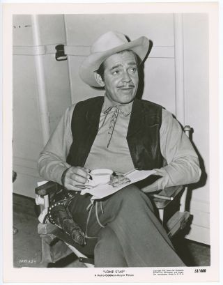 Clark Gable Drinking Coffee On The Set Of " Lone Star " Photograph 1952
