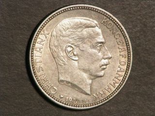 Denmark 1930 2 Kroner King 60th Birthday Silver Au - Unc