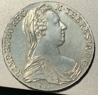 1780 Maria Theresa Silver Coin Thaler M·theresia·d·g· R·imp·hu·bo·reg· S·f· Old