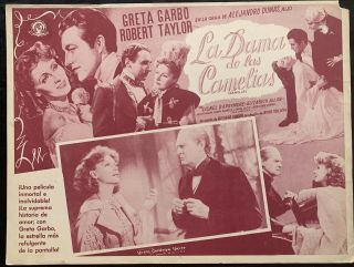 Greta Garbo Camille Lionel Barrymore Mexican Lobby Card 1936