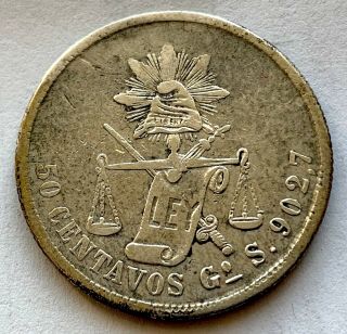 Mexico Silver 50 Centavos 1875 Gos