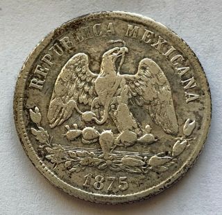 MEXICO SILVER 50 CENTAVOS 1875 GoS 2