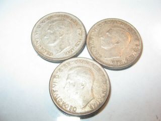 3 Australia 1944 1943 Florin Silver Coins World War Ii Era 2653
