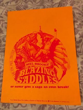 Blazing Saddles Mel Brooks 1 Sheet Poster From Warner