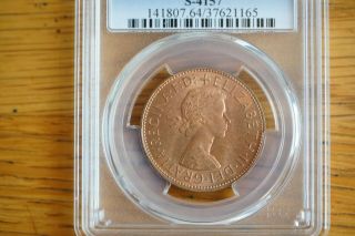 1966 Great Britain One 1 Penny Pcgs Ms64rd S - 4157