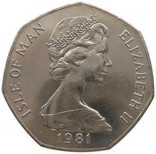Isle Of Man 50 Pence 1981 Tt Top T85 109