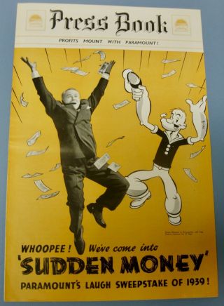 Vintage & Complete Sudden Money (1939) British Pressbook - Charlie Ruggles