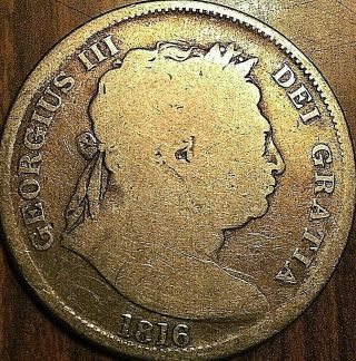 1816 Great Britain George Iii Silver Half Crown Coin