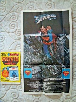 1981 Topps Movie Poster Giant 12x20 12 X 20 Pin Ups Superman Christopher Reeve