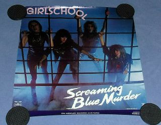 Vintage Girlschool Screaming Blue Murder Promotional Poster - 25 " X 24 "