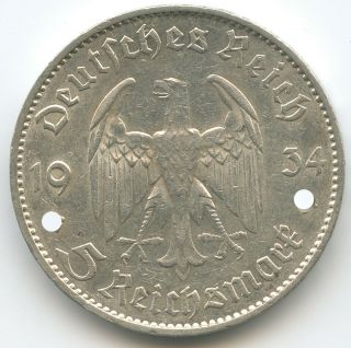 G10838 - Germany Third Reich 5 Reichsmark 1934 F Km 83 1st Anniversary Nazi Rule