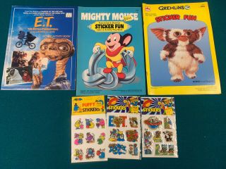 Vintage Mighty Mouse E.  T.  Gremlins Activities Coloring Book 1982 Stickers