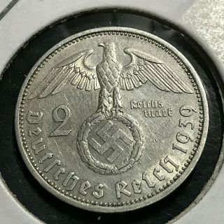 1939 - A Germany Silver 2 Mark Eagle Coin