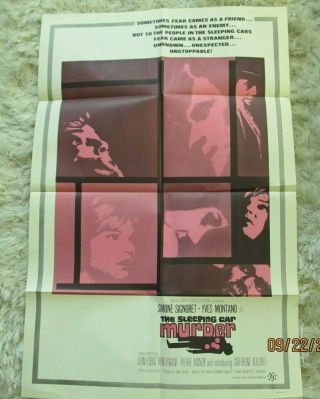 The Sleeping Car Murders 27x41 Folded Movie Poster 1965 Simone Signoret