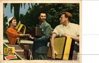 Three Guys Named Mike 1951 Release Lobby Card Jane Wyman Van Johnson