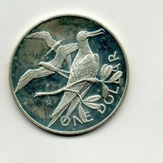 1973 British Virgin Island 1 Dollar Coin -.  925 Silver - Proof