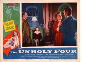 Unholy Four 1954 Release Lobby Card Hammer Paulette Goddard,