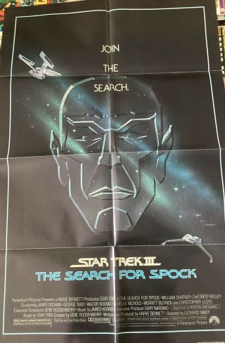 Star Trek Iii: The Search For Spock One - Sheet Poster Leonard Nimoy - Folded