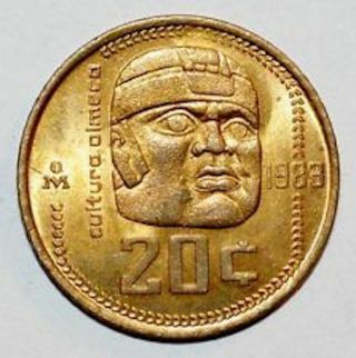 32 Mexico Olmec Head 20 Centavo Coins 1983 Spots Km491 Brz Great Box