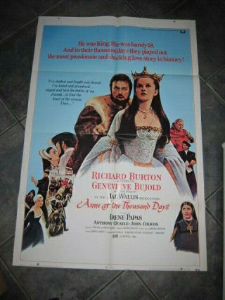 Anne Of The Thousand Days Poster 1970 Richard Burton & Genevieve Bujold