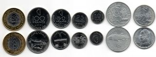 Comoros - Set 7 Coins 2 5 10 25 50 100 250 Francs 1964 - 2013 Aunc Lemberg - Zp