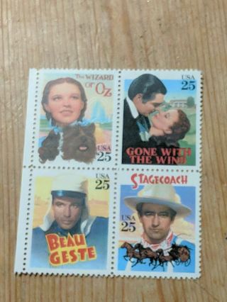 Us Postage Stamps Wizard Of Oz Judy Garland Gone With The Wind John Wayne 25cent