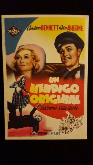 Merrily We Live 1938 Spanish Herald Movie Poster Constance Bennett Brian Aherne