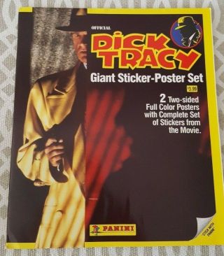 Vintage 1990 Panini Disney Dick Tracy Movie 2 Sided Poster & Sticker Set