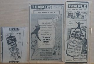 Three 1952 Newspaper Ads For Movie Singin 