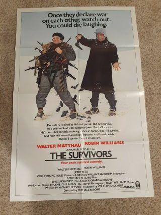 Vintage One Sheet Movie Poster - Robin Williams - The Survivors 1983 Matthau