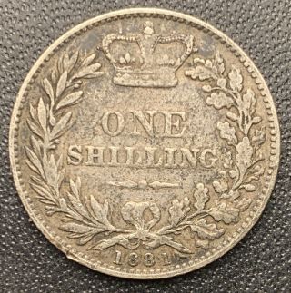 Silver 1881 Great Britain 1 Shilling,  Queen Victoria,  3446 2