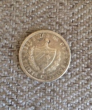 Silver 1920 20 Veinte Centavos Coin
