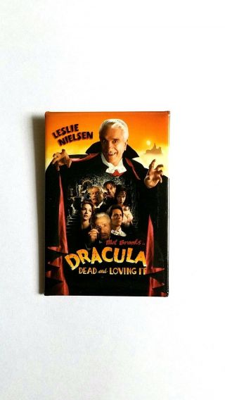 Rare 1995 Dracula Dead And Loving It Movie Promo Pin - Leslie Nielson Button
