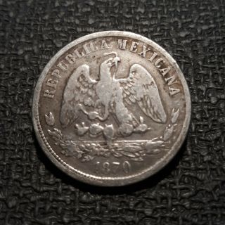 1870 Gos Mexico Silver 50 Centavos Guanajuato Km 407.  4