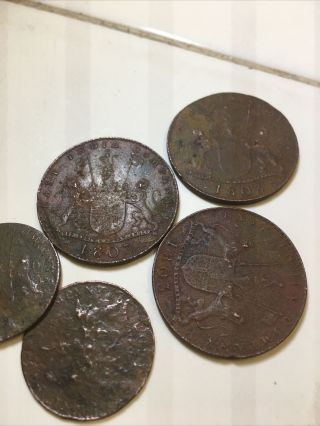 1803 East India Company 5 Coins From The Hindostan Sunk 1803 V Five & X 10 Cash