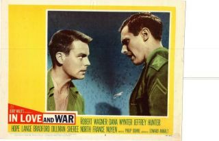In Love And War 1958 Release Lobby Card Ww2 Robert Wagner,