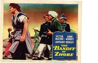 The Bandit Of Zhobe 1959 Release Lobby Card Victor Mature
