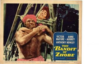 The Bandit Of Zhobe 1959 Release Lobby Card Victor Mature,