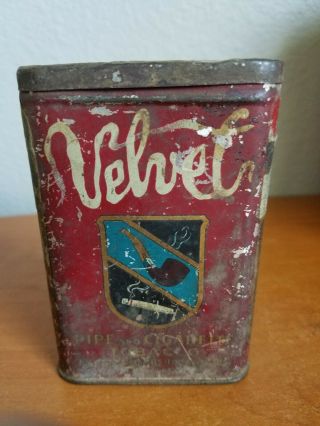 Antique Velvet Pipe And Cigarette Tobacco Tin Tax Stamp Liggett And Myers