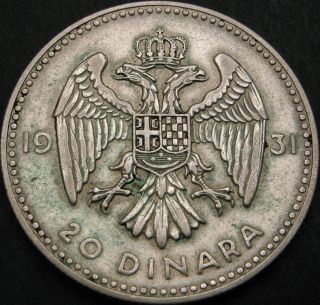 Yugoslavia (kingdom) 20 Dinara 1931 - Silver - Aleksandar I.  - Vf - 426 ¤