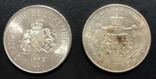 Luxembourg 1963 And 1964 100 Francs Silver Coins: 2 Coins