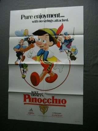Disney Pinocchio 27x41 R84 Movie Poster - 1984 Re - Release