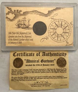 1808 East India X Cash Coin From 1809 Shipwreck 