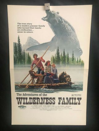 Adventures Of The Wilderness Family 1975 Window Card Movie Poster Grizzly Bear