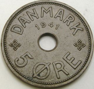 Denmark 5 Ore 1941 - Bronze - Christian X - Xf - 798 ¤
