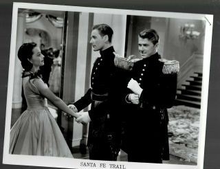 8x10 B & W Photo Of - Scene - Olivia De Havilland & Errol Flynn & Ronald Reagan - Sta