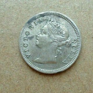 1901 Straits Settlements 5 Cents.  800 Silver Coin Queen Victoria