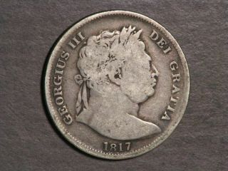 Great Britain 1817 1/2 Crown George Iii Silver